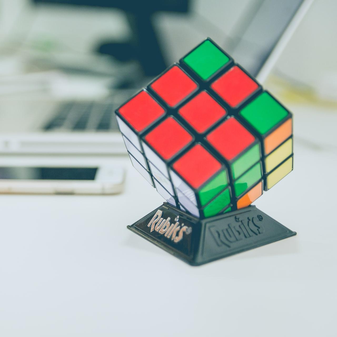 3X3 Rubik's cube on top of desk