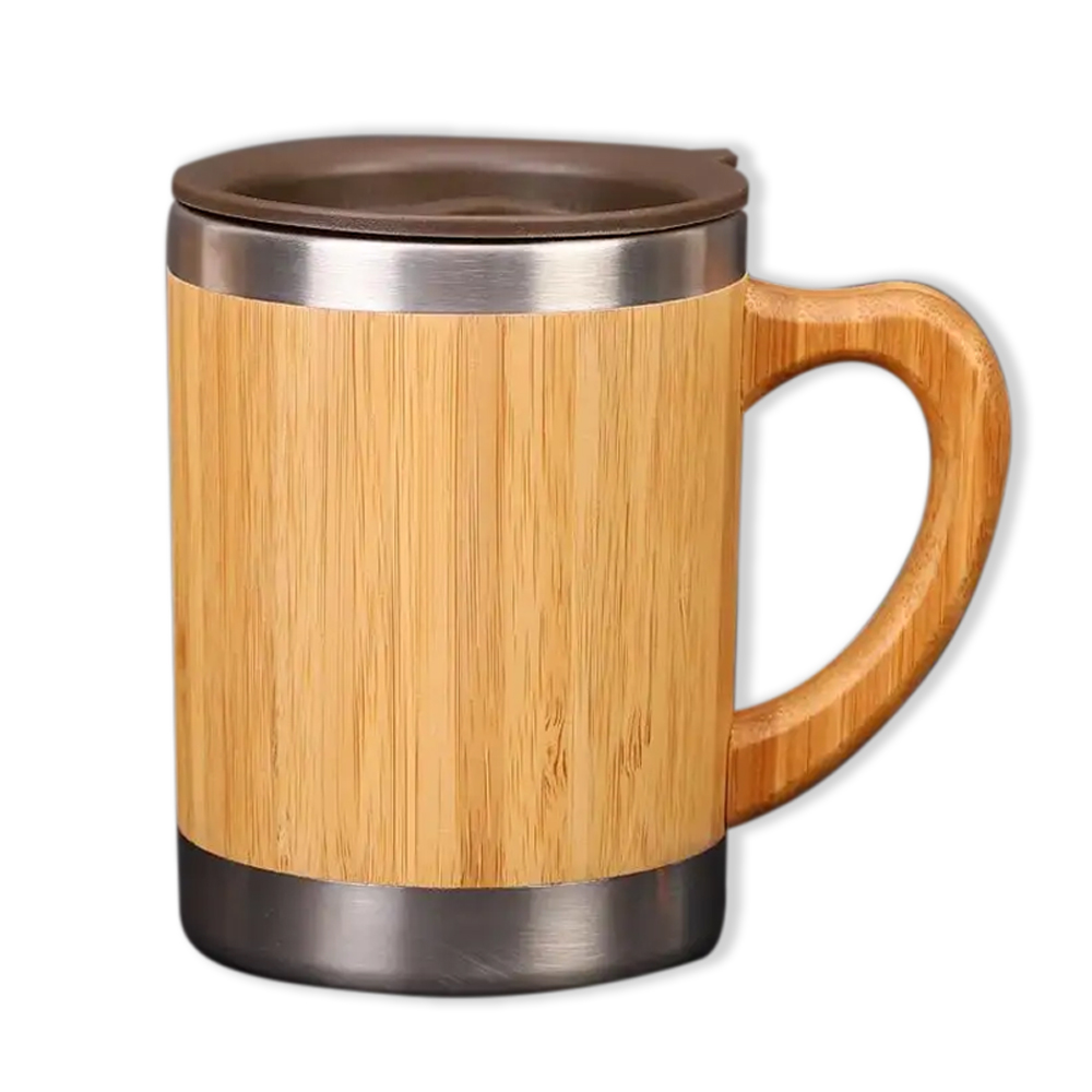 EcoMug - Double Wall Stainless Steel Bamboo Mug - 12oz