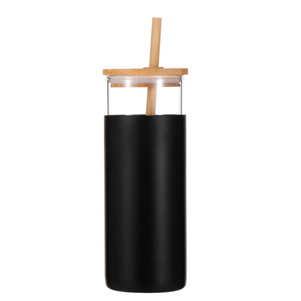 Nordic Glass Tumbler w/ Silicone Cover - 17oz w/ Bamboo Straw and Lid