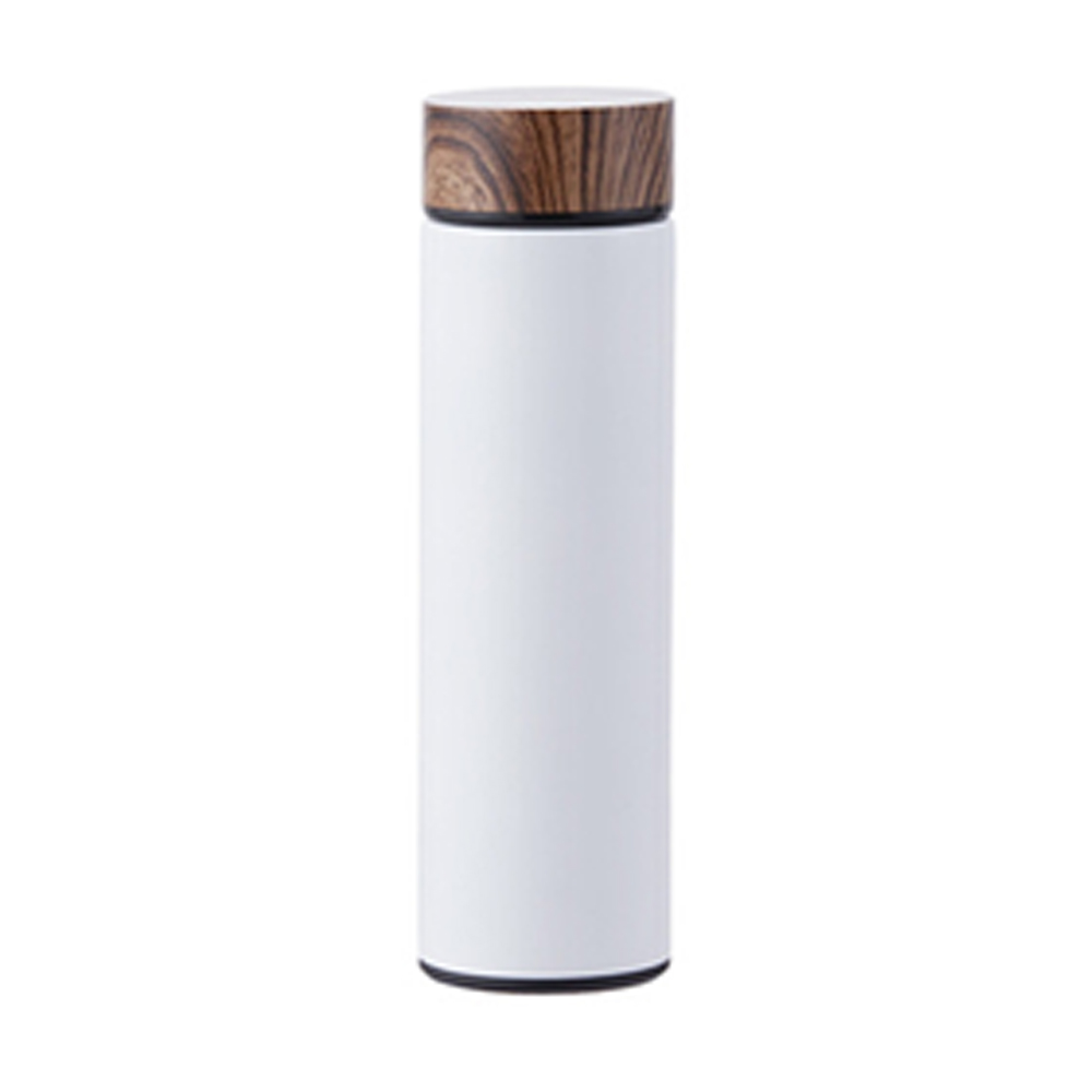 Water Bottle Stainless Steel Vacuum Insulated  w/ Wood Grain Cover 17 Oz