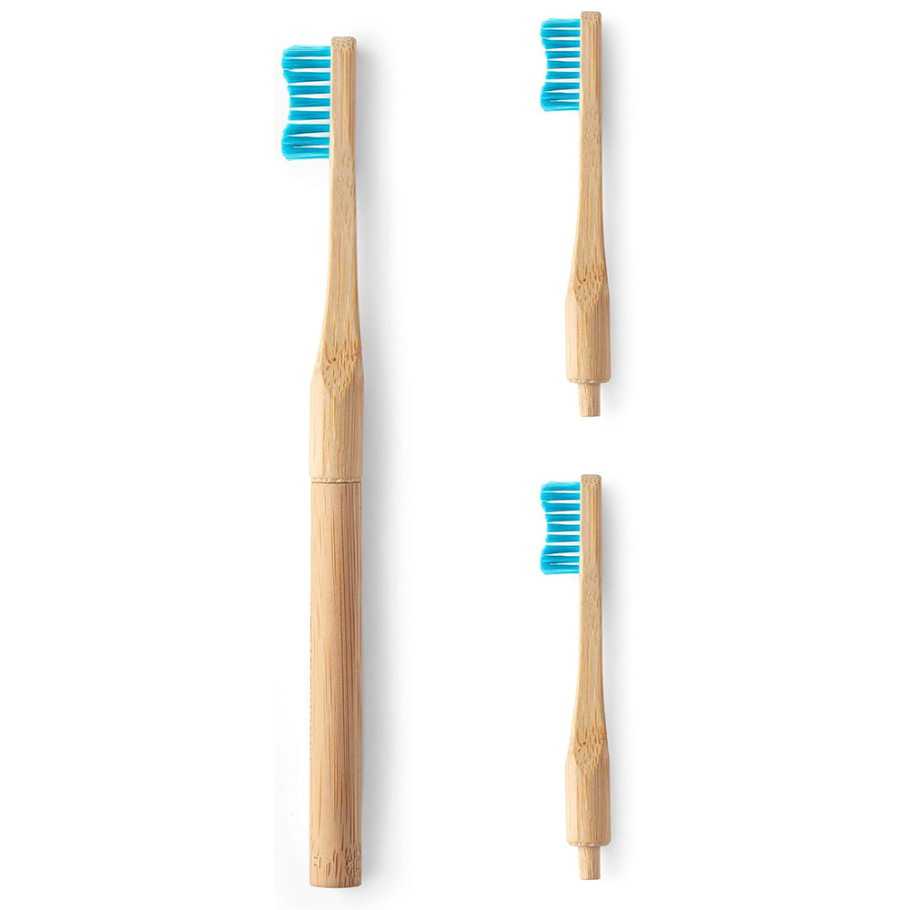 Round Handle Bamboo Toothbrush With Replaceable Heads For Adult
