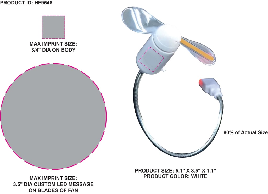 LED Custom Message Fan - USB Powered. HF9548