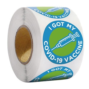 1.5" Round Covid Vaccine Stickers Rolls - 500/Roll