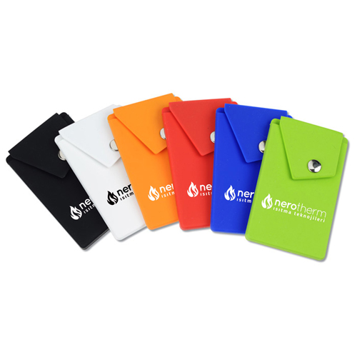 Silicone Cell Phone Sticky Wallet W/ Snap Pocket