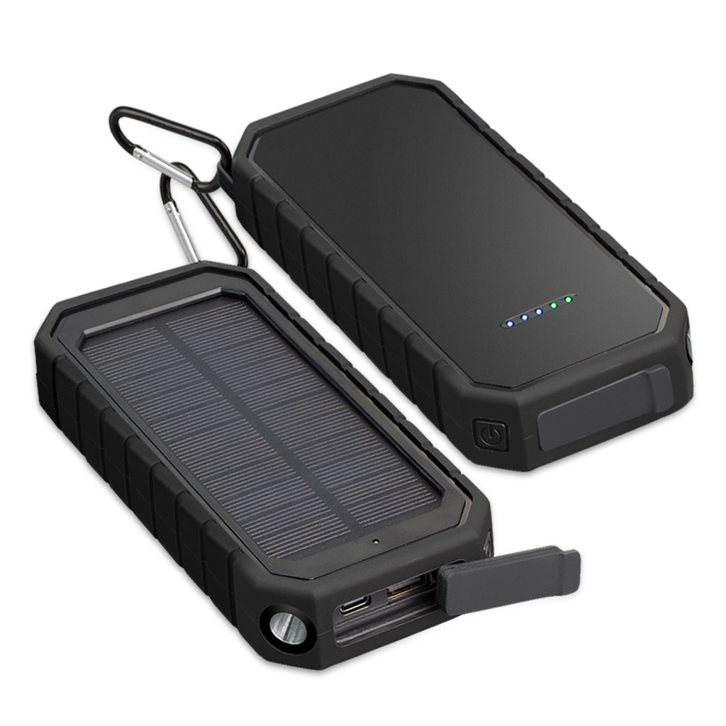 Wireless Solar Power Bank w/ Flashlight - 10000mAh
