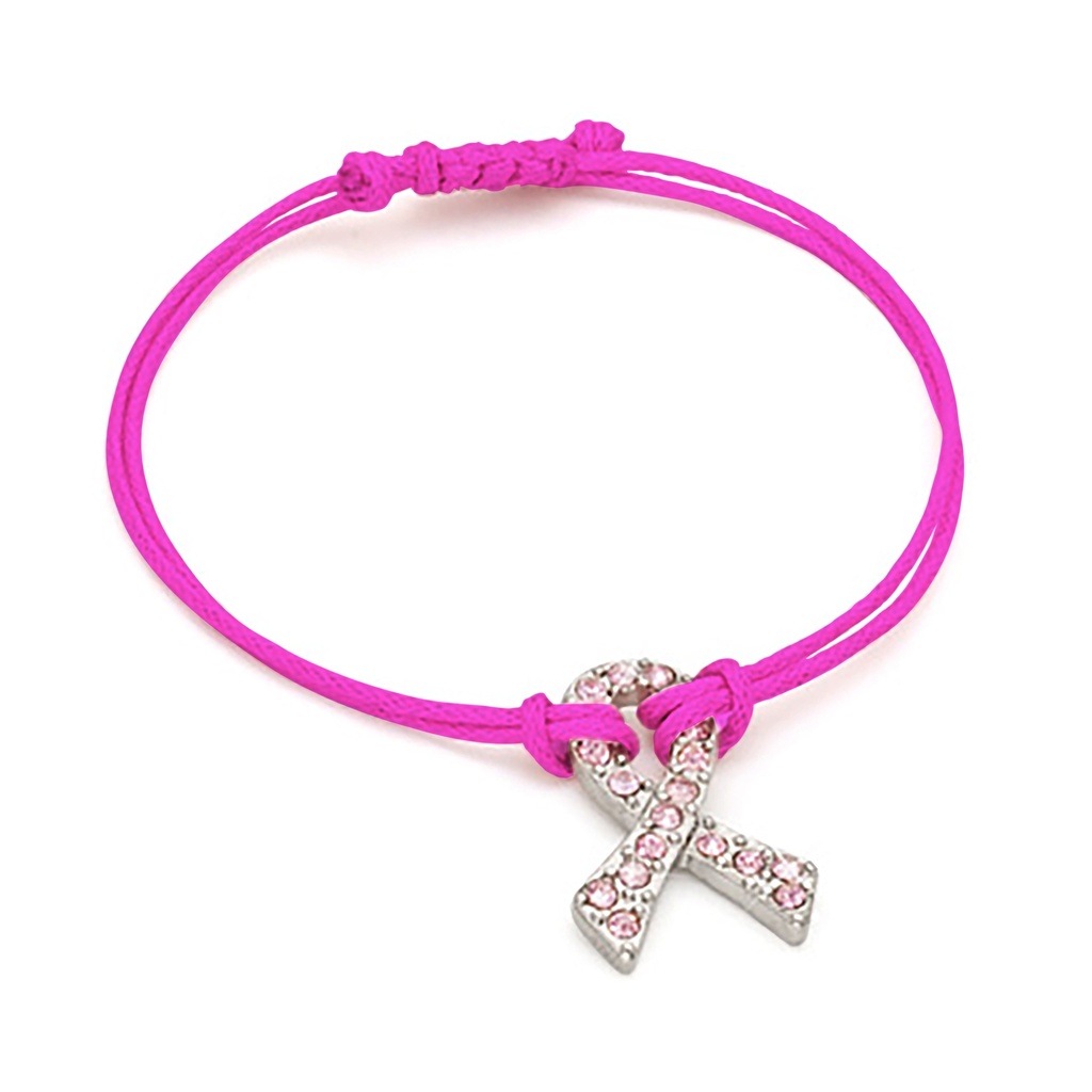 Crystal Breast Cancer Awareness Pink Ribbon Bracelet. BCA324