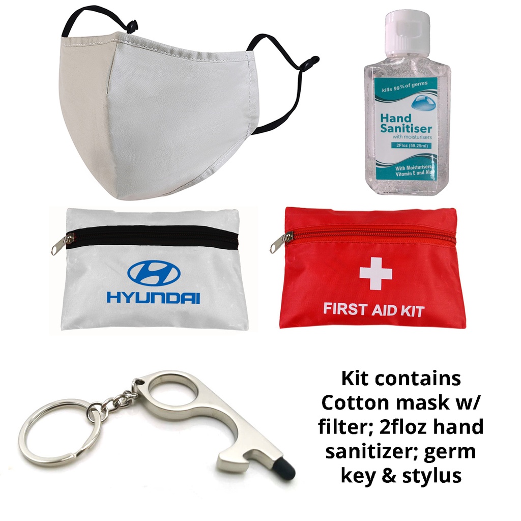 Back to Work Kit - 4 Layer Reusable Mask w/ Fliter, 2 oz hand sanitizer, Germ Key Stylus. CV3090