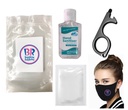 PPE Kit - 4 Layer Reusable Mask w/ Fliter, 2 oz Hand Sanitizer, Germ Key Stylus, 2 Alcohol Wipes. CV3093