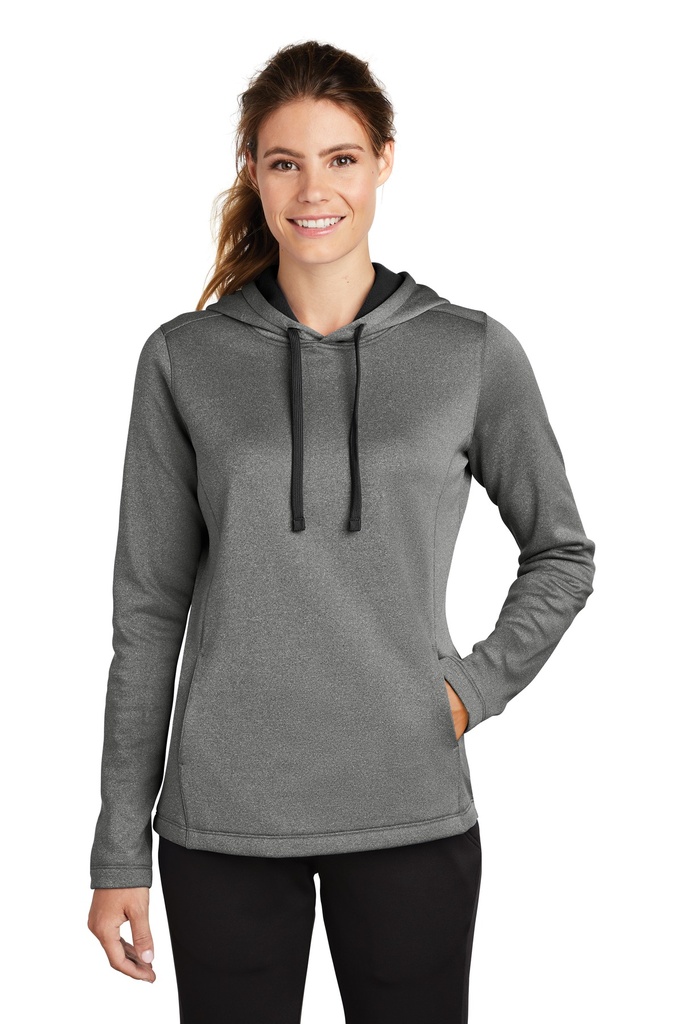 Sport-Tek Ladies PosiCharge Sport-Wick Heather Fleece Hooded Pullover. LST264