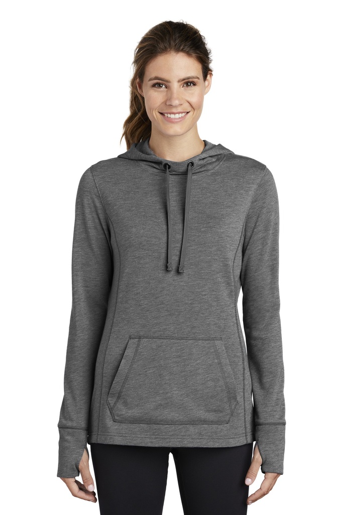 Sport-Tek Ladies PosiCharge Tri-Blend Wicking Fleece Hooded Pullover. LST296