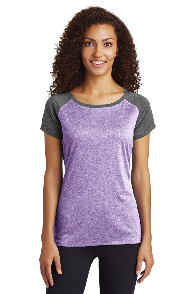 Sport-Tek Ladies Heather-On-Heather Contender Scoop Neck Tee. LST362