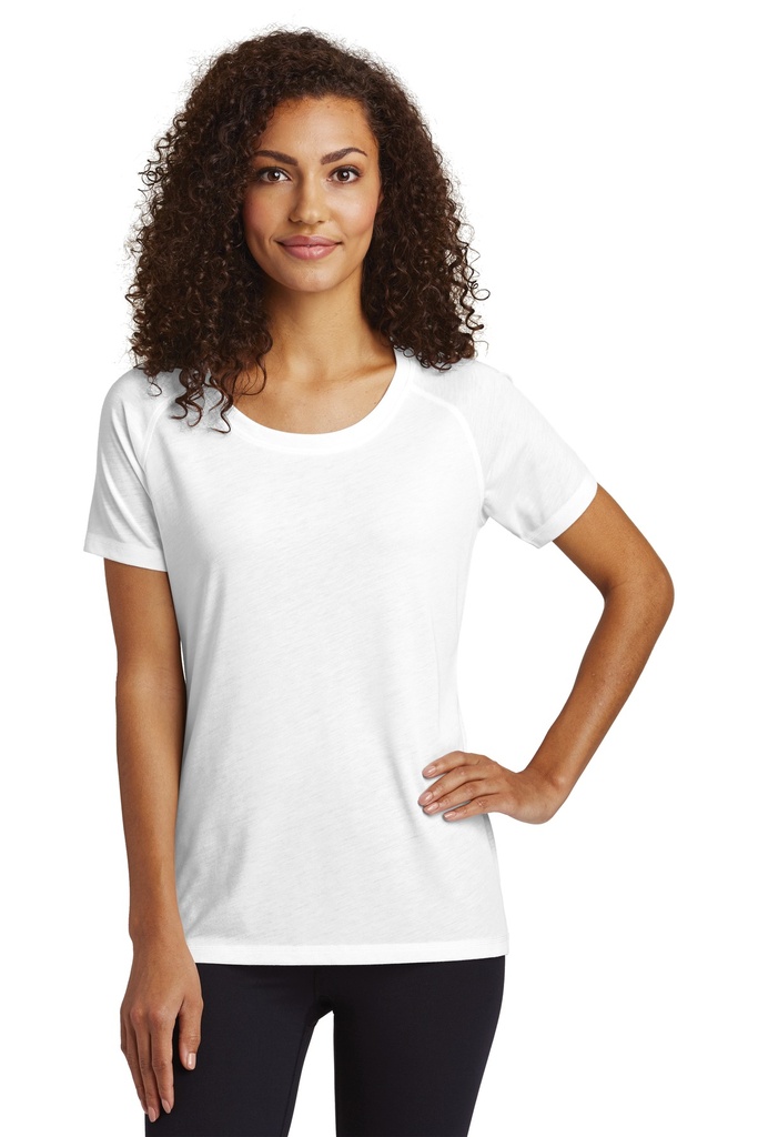 Sport-Tek Ladies PosiCharge Tri-Blend Wicking Scoop Neck Raglan Tee. LST400