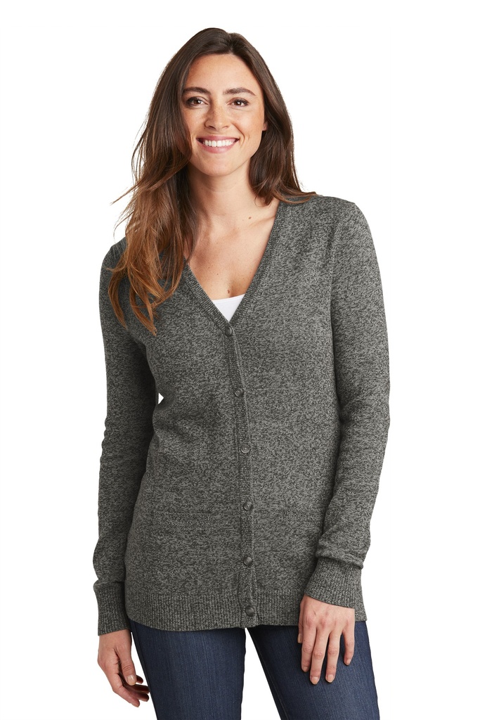 Port Authority Ladies Marled Cardigan Sweater. LSW415