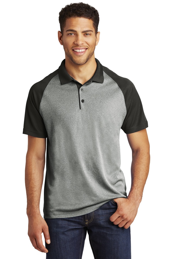 Sport-Tek PosiCharge RacerMesh Raglan Heather Block Polo. ST641