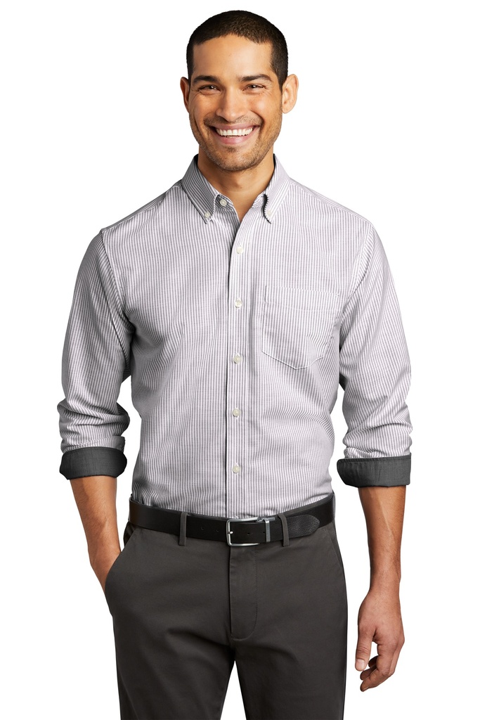 Port Authority SuperPro Oxford Stripe Shirt. W657