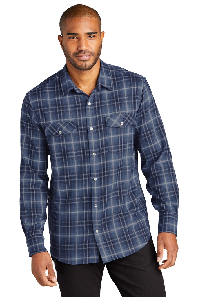 Port Authority Long Sleeve Ombre Plaid Shirt W672