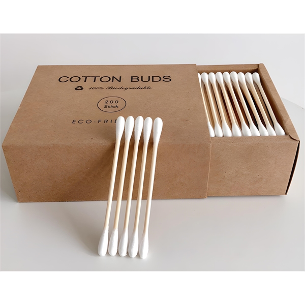 200sticks/ Drawerbox Double Round Head Bamboo Stick Cotton Buds. BP2056