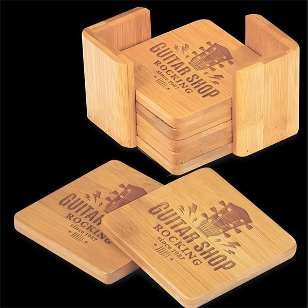 6pcs Bamboo Coaster Set. BP8540