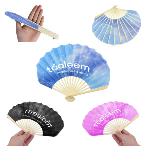 Bamboo Summer Folding Hand Fan - Satin Cloth. HF9641