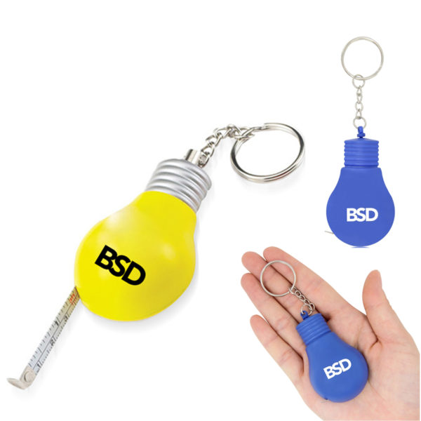 Bulb Shaped Measuring Tape Keychain. TM8120