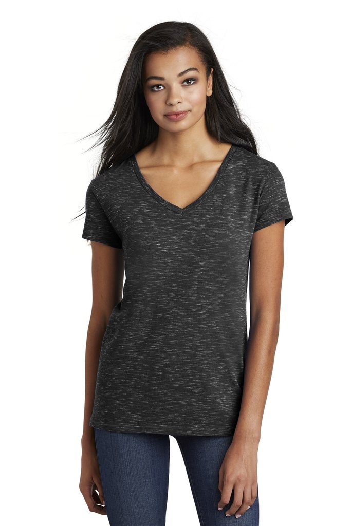 District Women's Medal V-Neck Tee. DT664