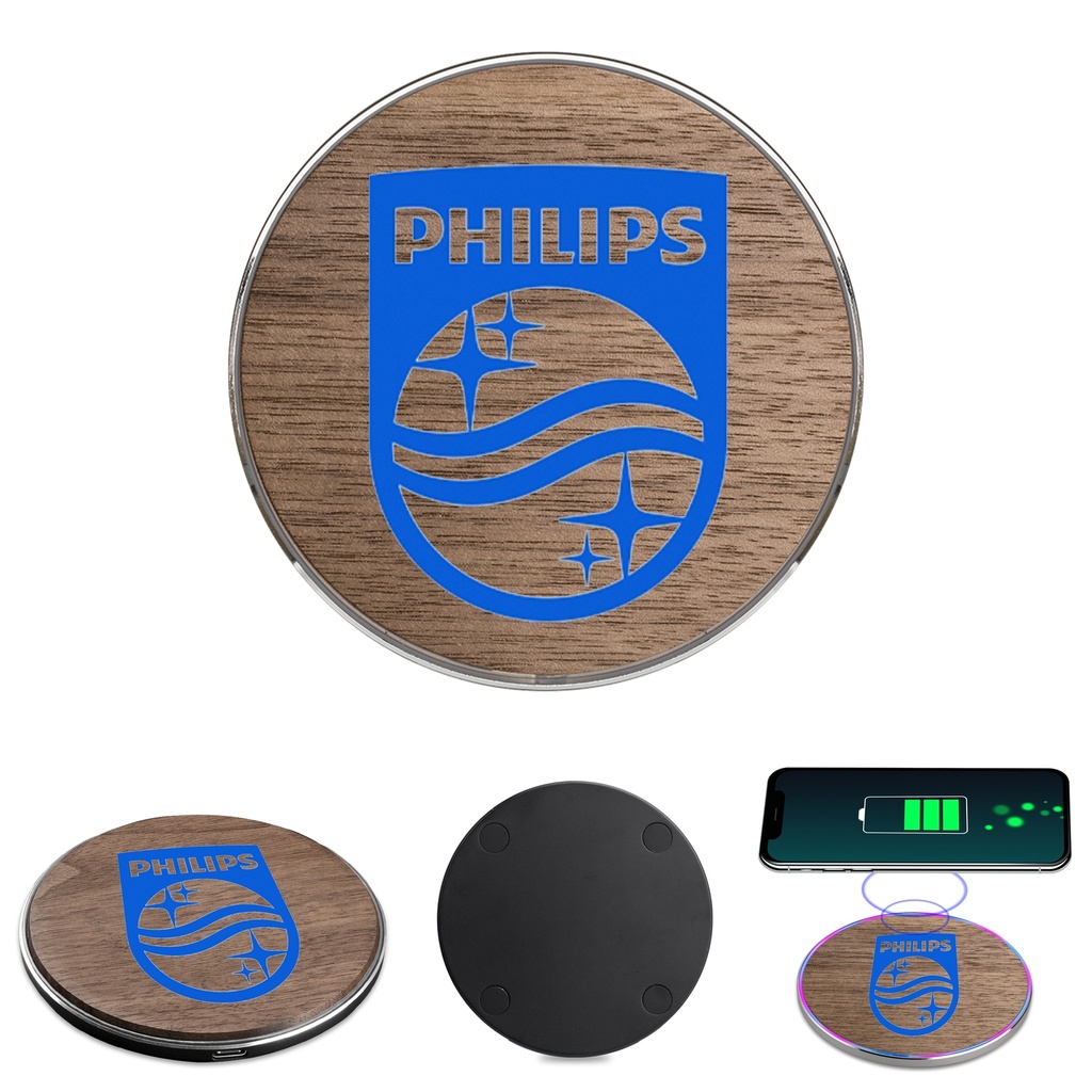 15W Qi Wireless Charger - Walnut Wood. PWB3259