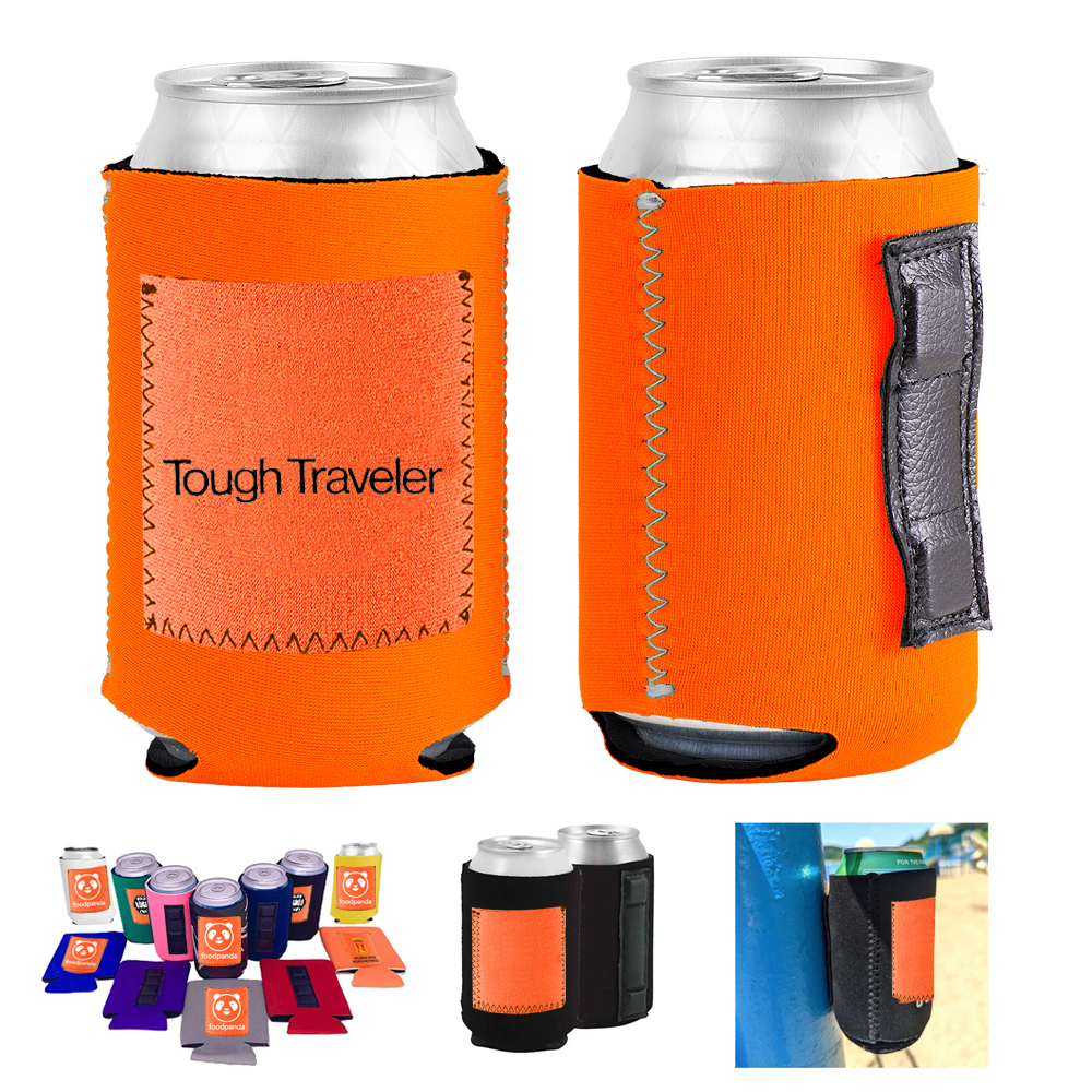 Collapsible Magnetic Can And Bottle Cooler Holder With Pocket. CC3528