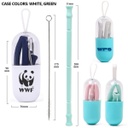 Collapsible Silicone Straw Set W/ Brush. Comes In Trendy Capsule Case. SS4520