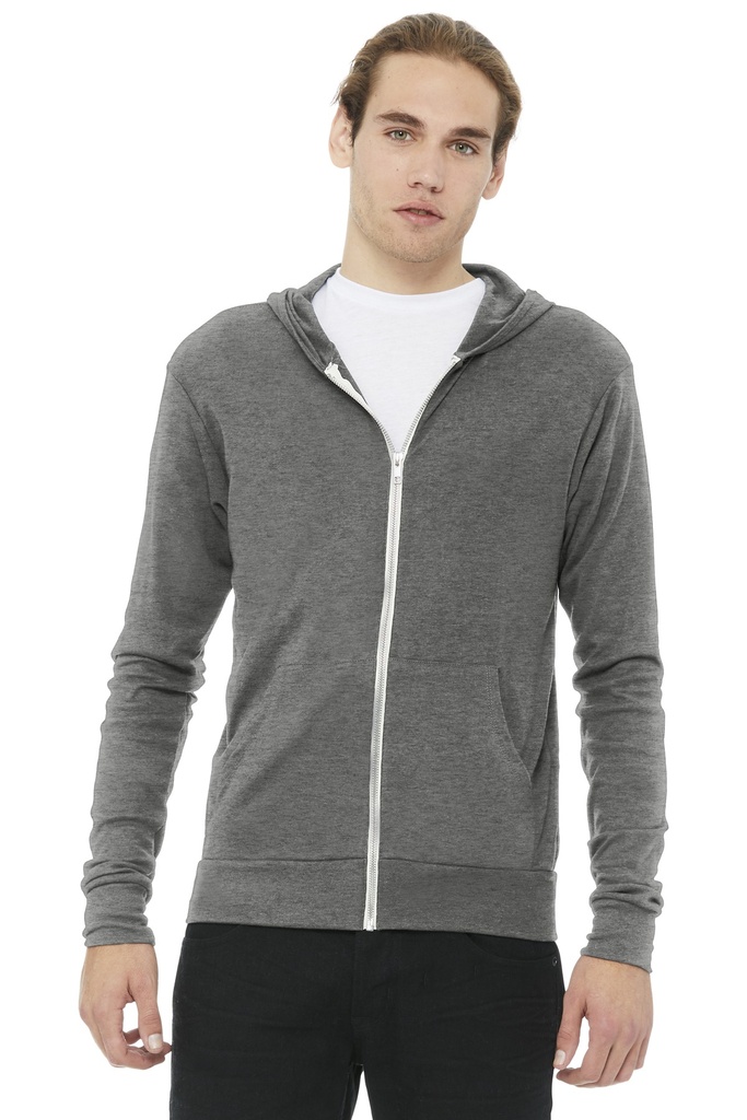 BELLA+CANVAS Unisex Triblend Full-Zip Lightweight Hoodie. BC3939