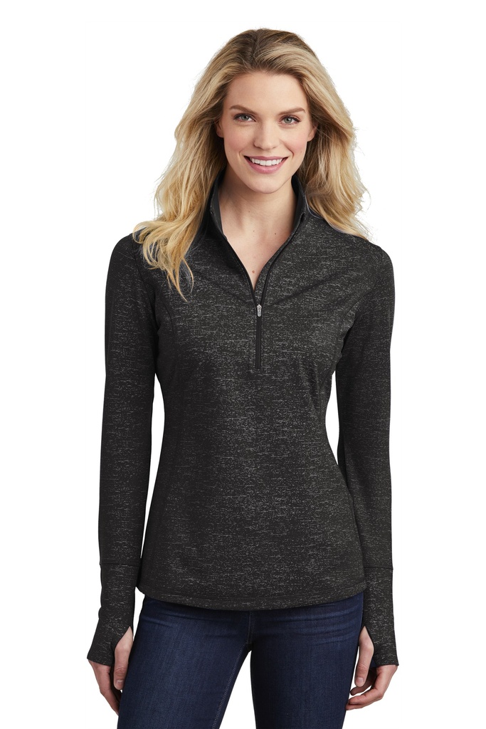 Sport-Tek Ladies Sport-Wick Stretch Reflective Heather 1/2-Zip Pullover. LST855