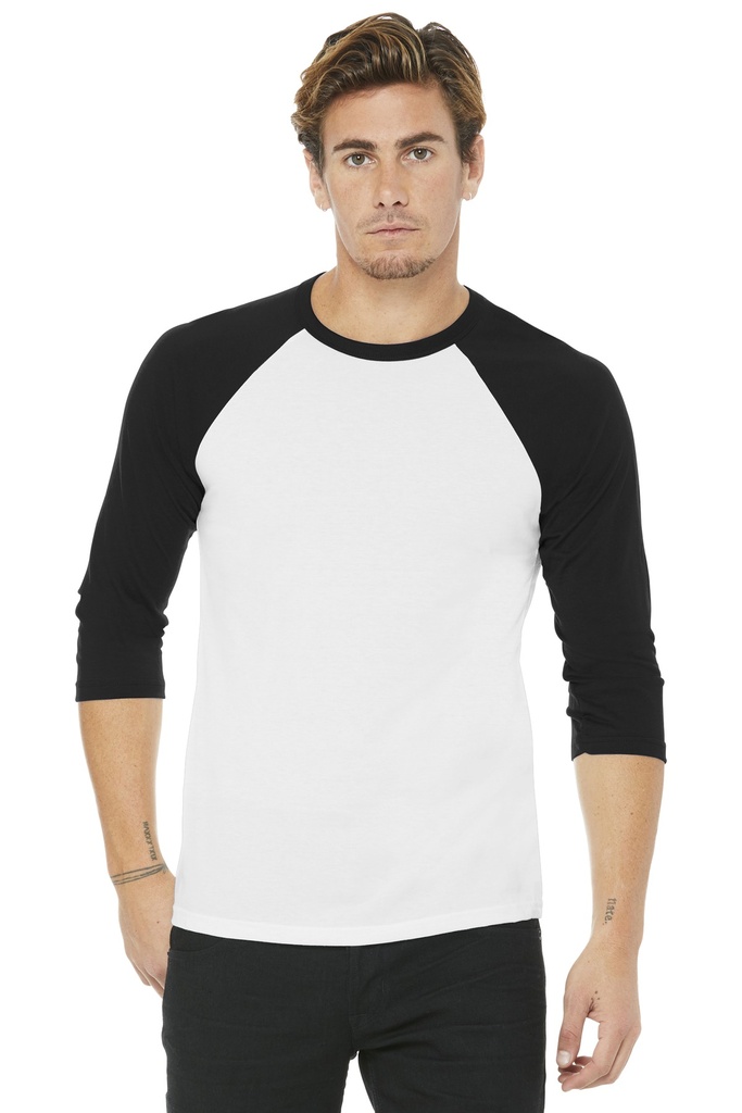 BELLA+CANVAS Unisex 3/4-Sleeve Baseball Tee. BC3200