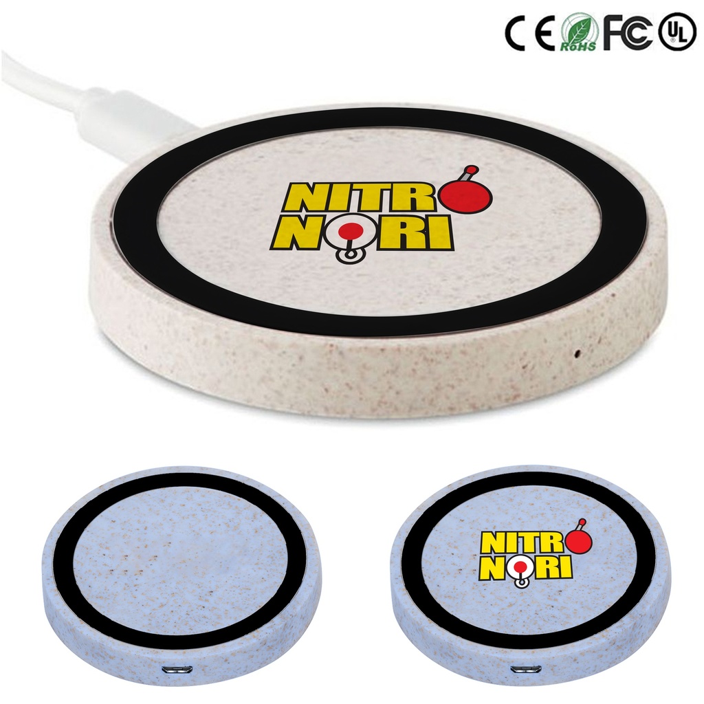 Eco-Friendly Qi Wireless Charging Pad Wheat Straw. WC9054