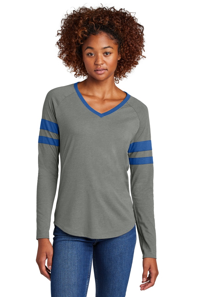 Sport-Tek Ladies Halftime Stripe Long Sleeve V-Neck Tee LST6043