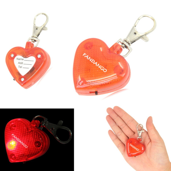 Flashing LED Heart Pet Pendant Keychain. PR6924