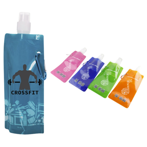 Gym Folding Water Bottle W/ Carabiner 17Oz. CB1258