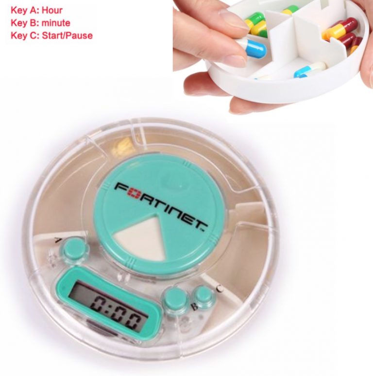 Healthcare Electronic Timer Pill Box Organizer - Round. PB3528