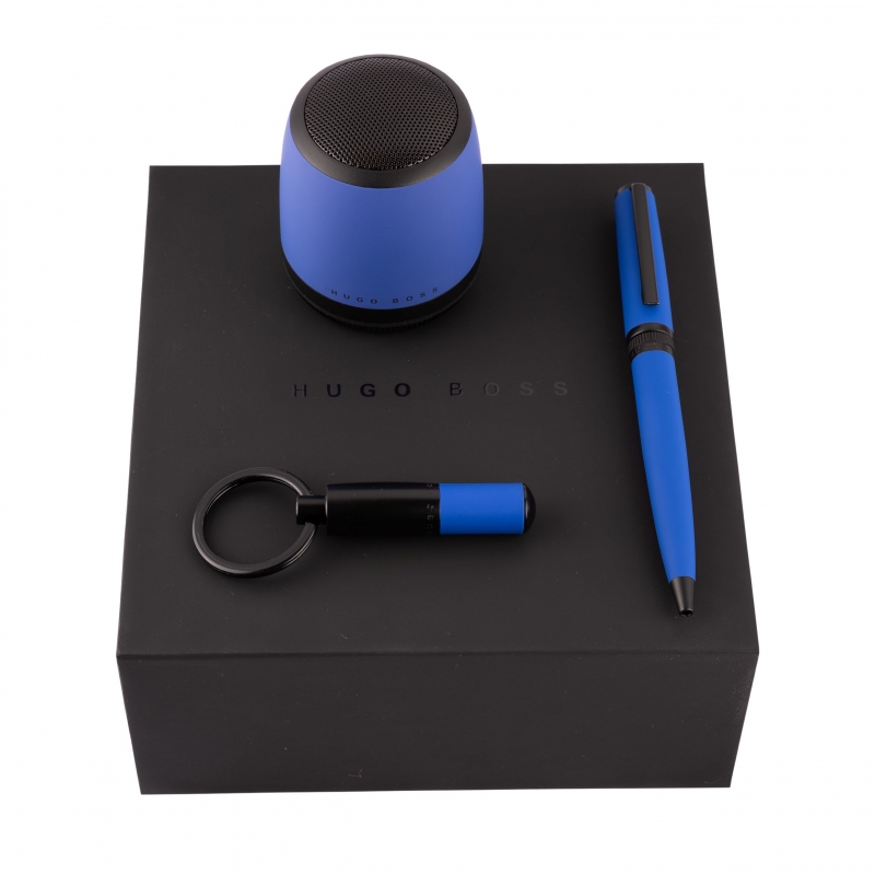 Hugo Boss Set Gear Matrix Blue (ballpoint pen, key ring & speaker) .Dual Branding