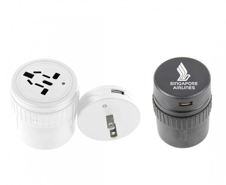 International Travel Converter Adapter W/ USB Port. TA4487