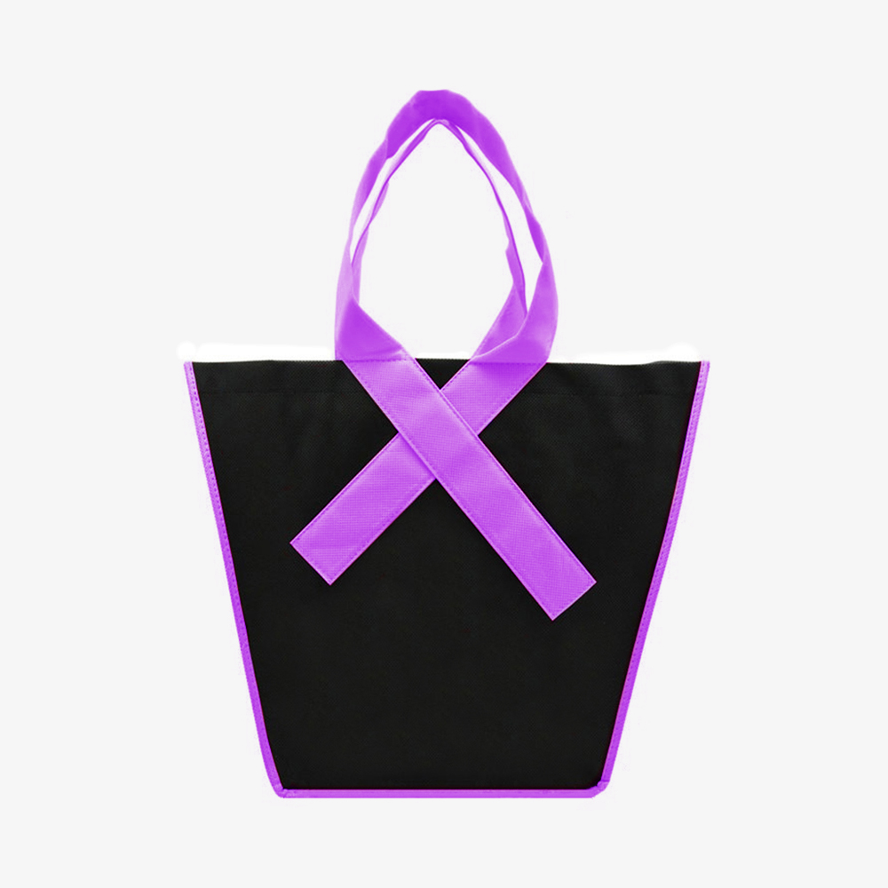 Inverted trapezoidal Ribbon Shopping Tote Bag Breast Cancer Awareness - 10" x 13.6" x 4". BCA4735