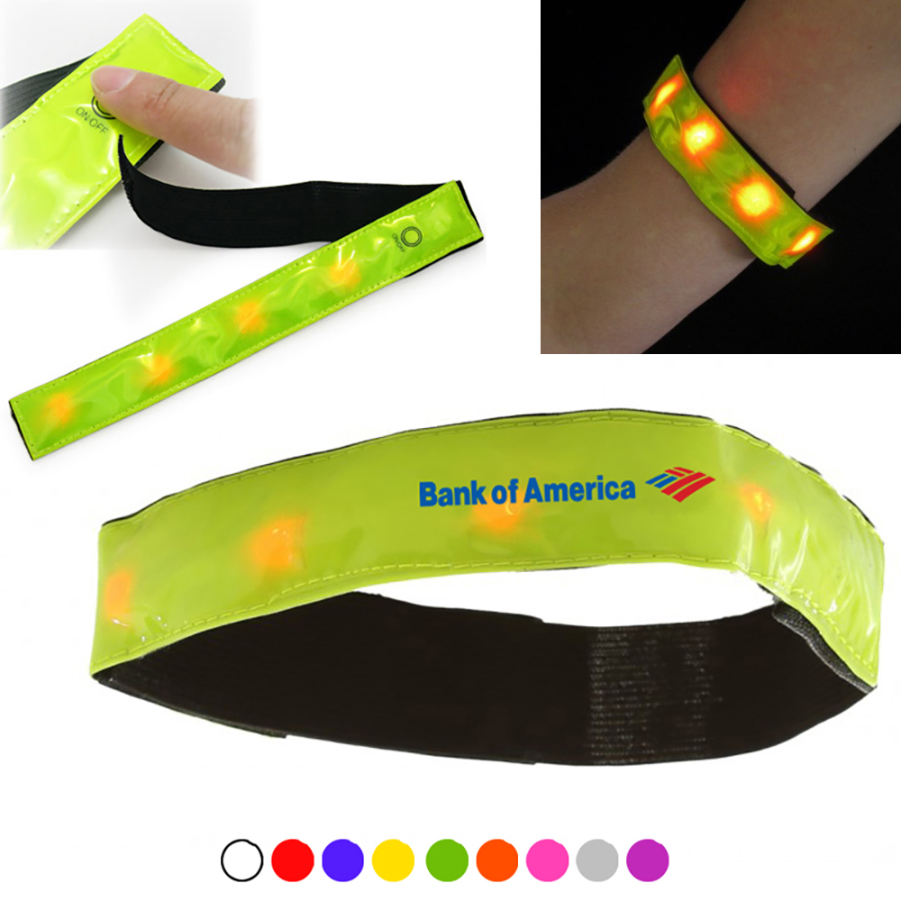 LED Flashing Light Reflective Wristband And Armband W/ Velcro. UB1470