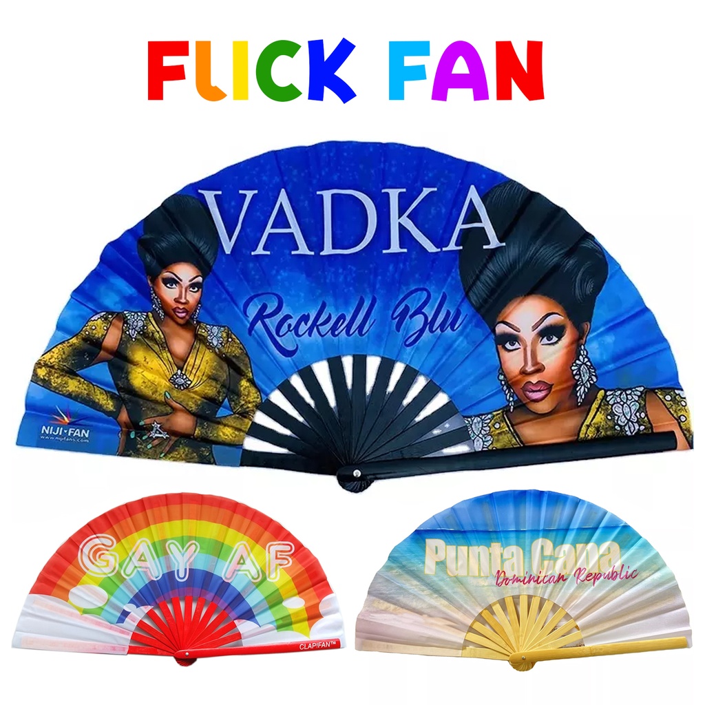 LOUD Clack Satin & Bamboo Hand Fan 13" x 25". KF0206