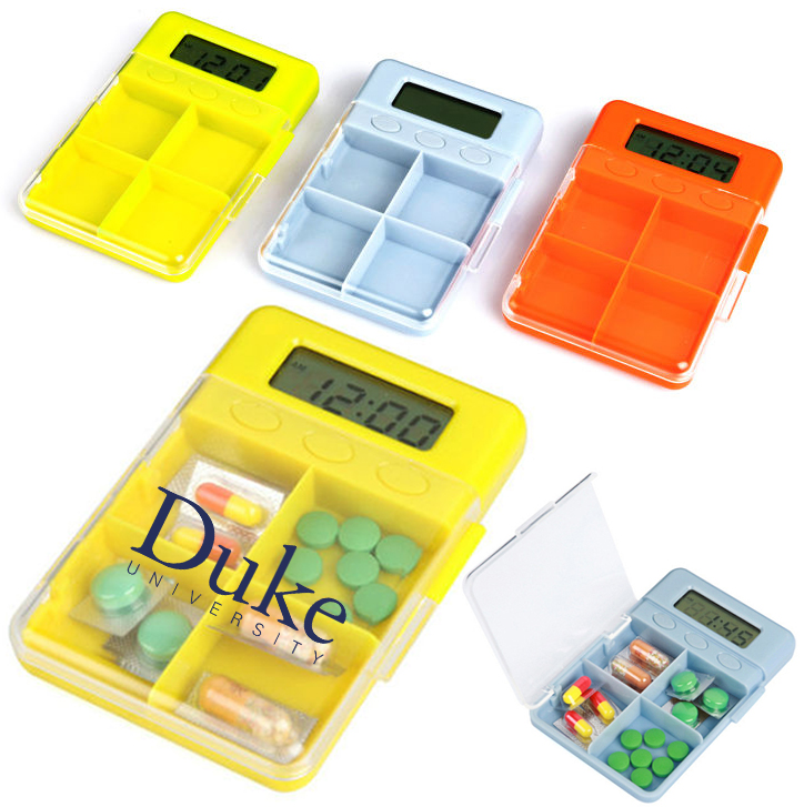 Large 4 Compartment Digital Electronic Timer Pill Box. PB5444