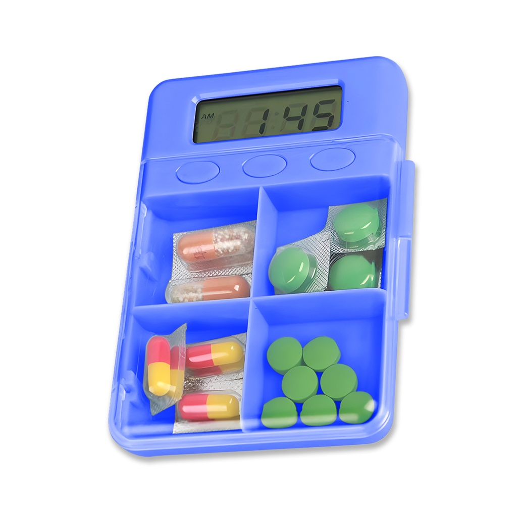 Large 4 Compartment Digital Electronic Timer Pill Box. PB5444