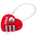 Metal Body 3 Digit Heart Shaped Padlock. PL8978