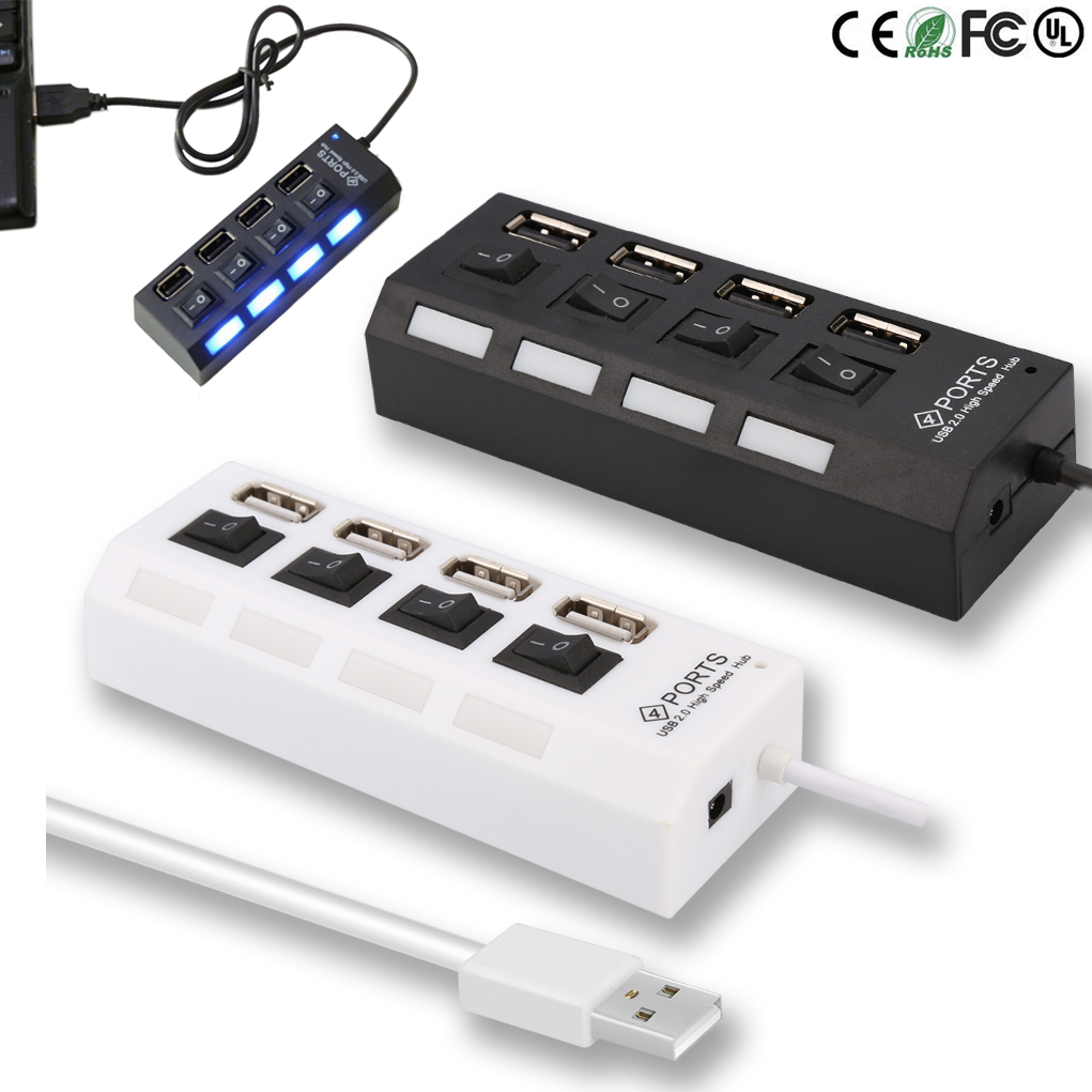 Premium 4 Port USB Hub - On / Off Buttons And Indication Light. UH4577