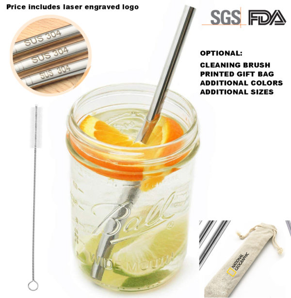 Stainless Steel Drinking Straw - Reusable And Decorated. SS2018