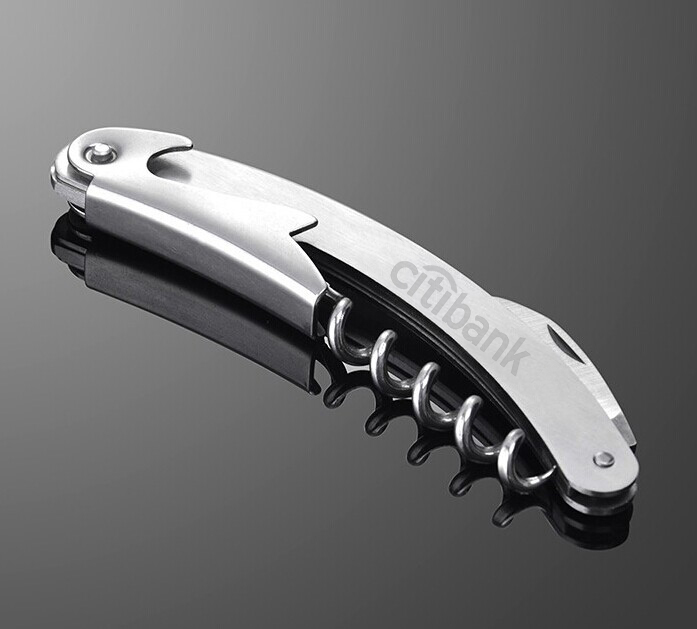 Stainless Steel Wine Opener /W Cutter Blade, Sturdy Corkscrew And Lever. BO8123