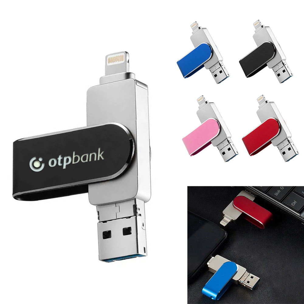 Stockton 3-IN-1 Push and Pull USB Flash drive - 16GB. FD0489