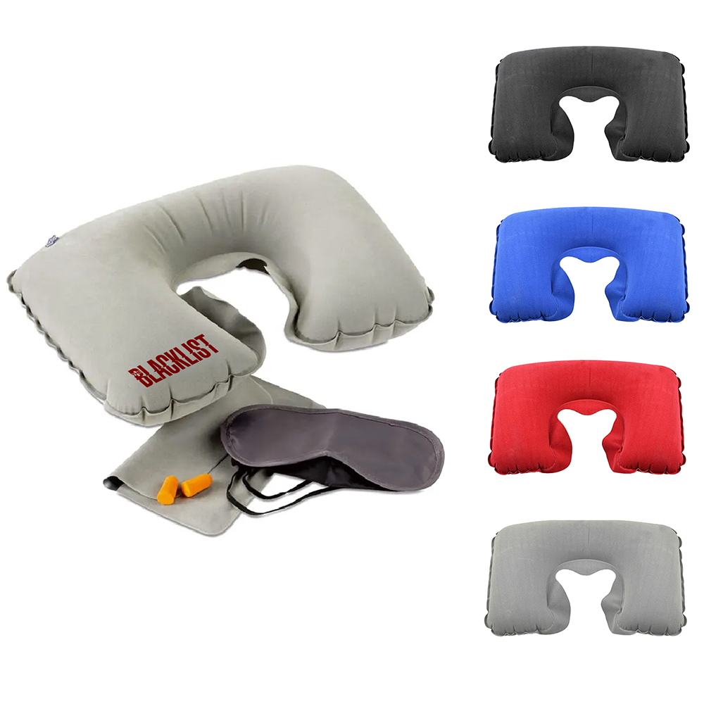 Ultimate Travel Set - Inflatable Neck Pillow, Eye Mask & Ear Plugs. NP5559