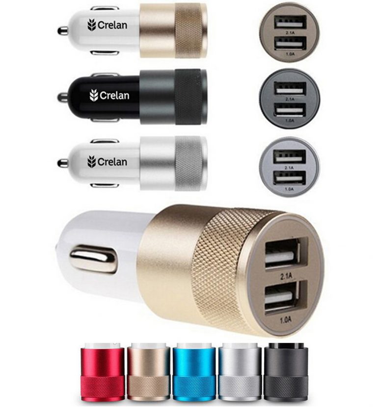 Universal Aluminum Dual USB Port Car Charger - Powerful 2.1A. USB1241